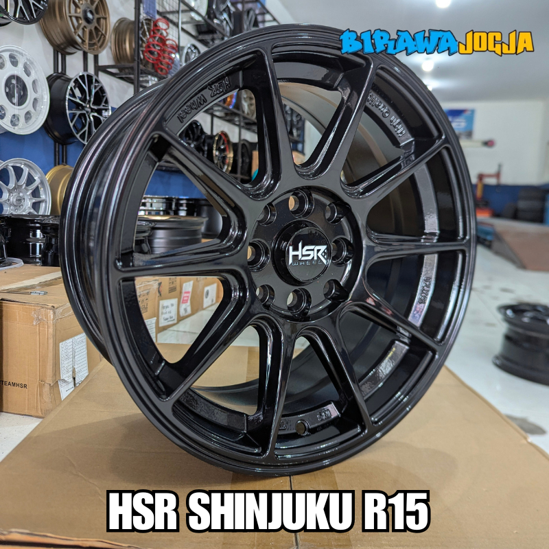 Velg ring 15 celong original hsr shinjuku pcd 4x100 pcd 4x114,3 Glossy Black pelek Brio, Calya r15
