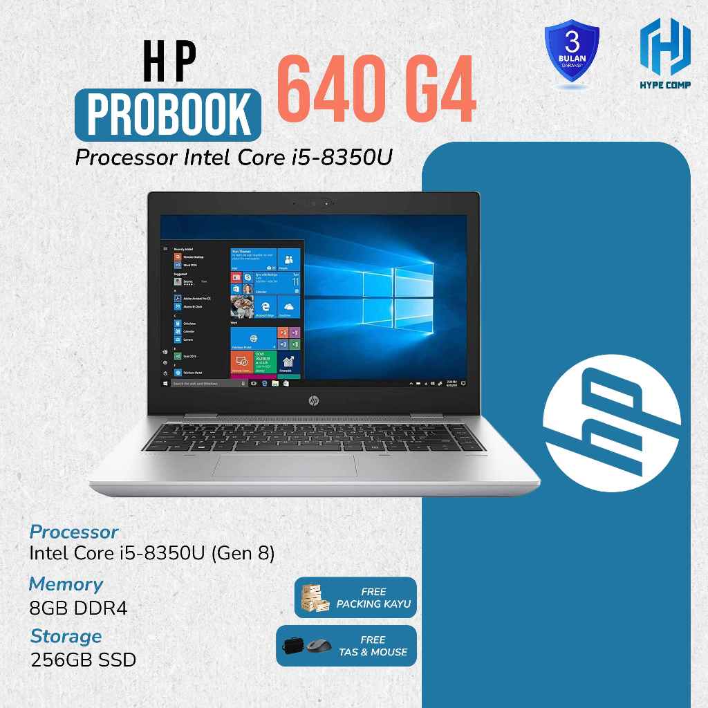Laptop HP Probook 640 G4 Intel Core i5 Gen 8 RAM 8GB SSD 256GB/512GB/1TB Bergaransi