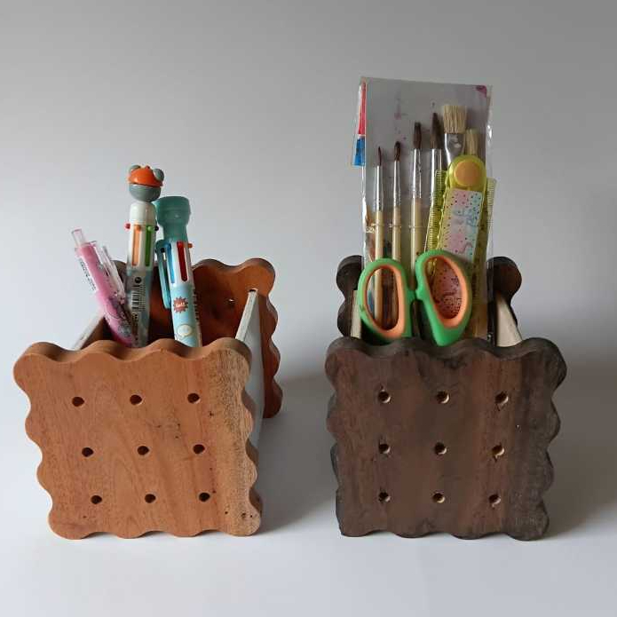 Tempat pensil biskuit kayu estetik/box penyimpanan/organizer meja