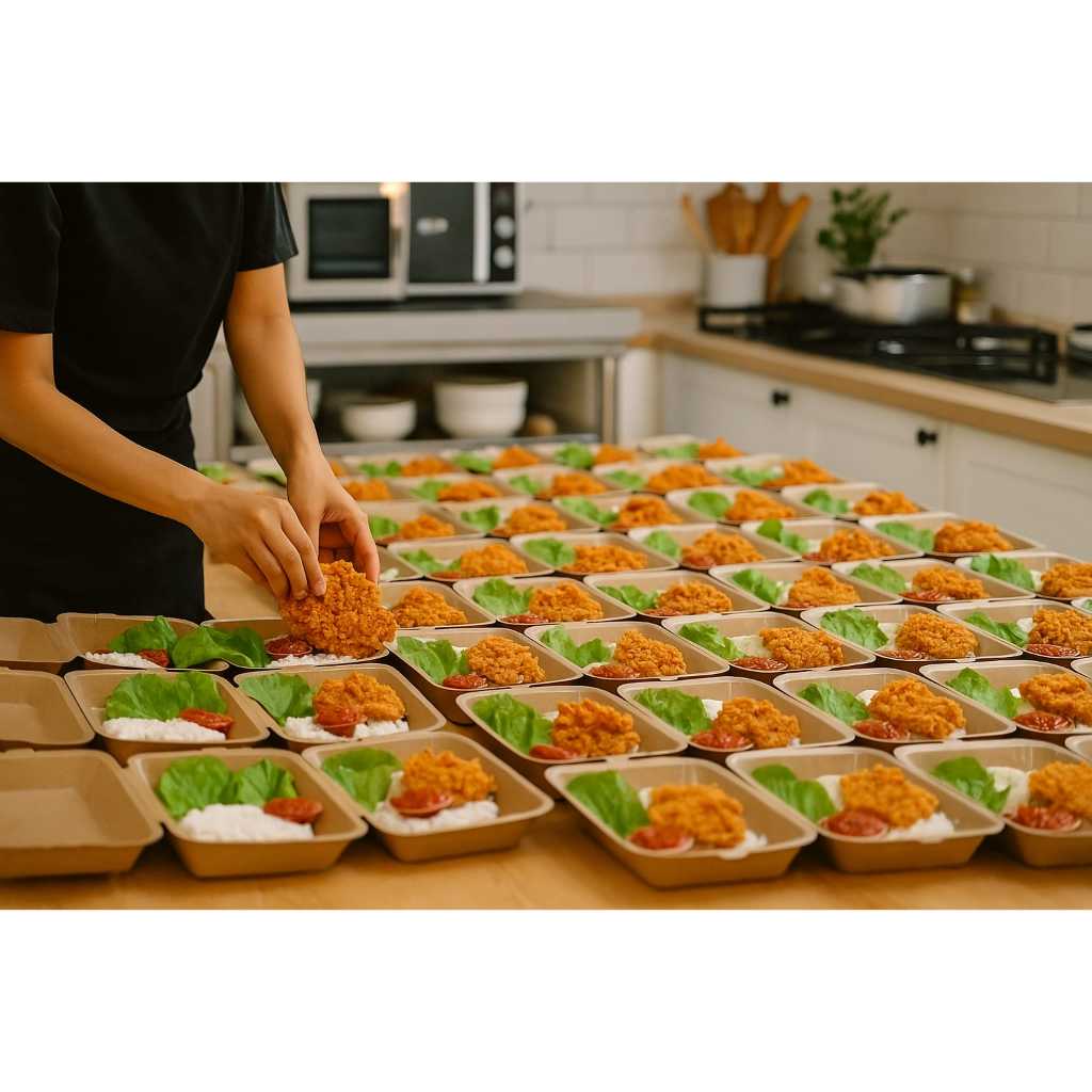 Meal box kraf 2 laminasi (25pcs) / Meal box craft M / Paper Food box M