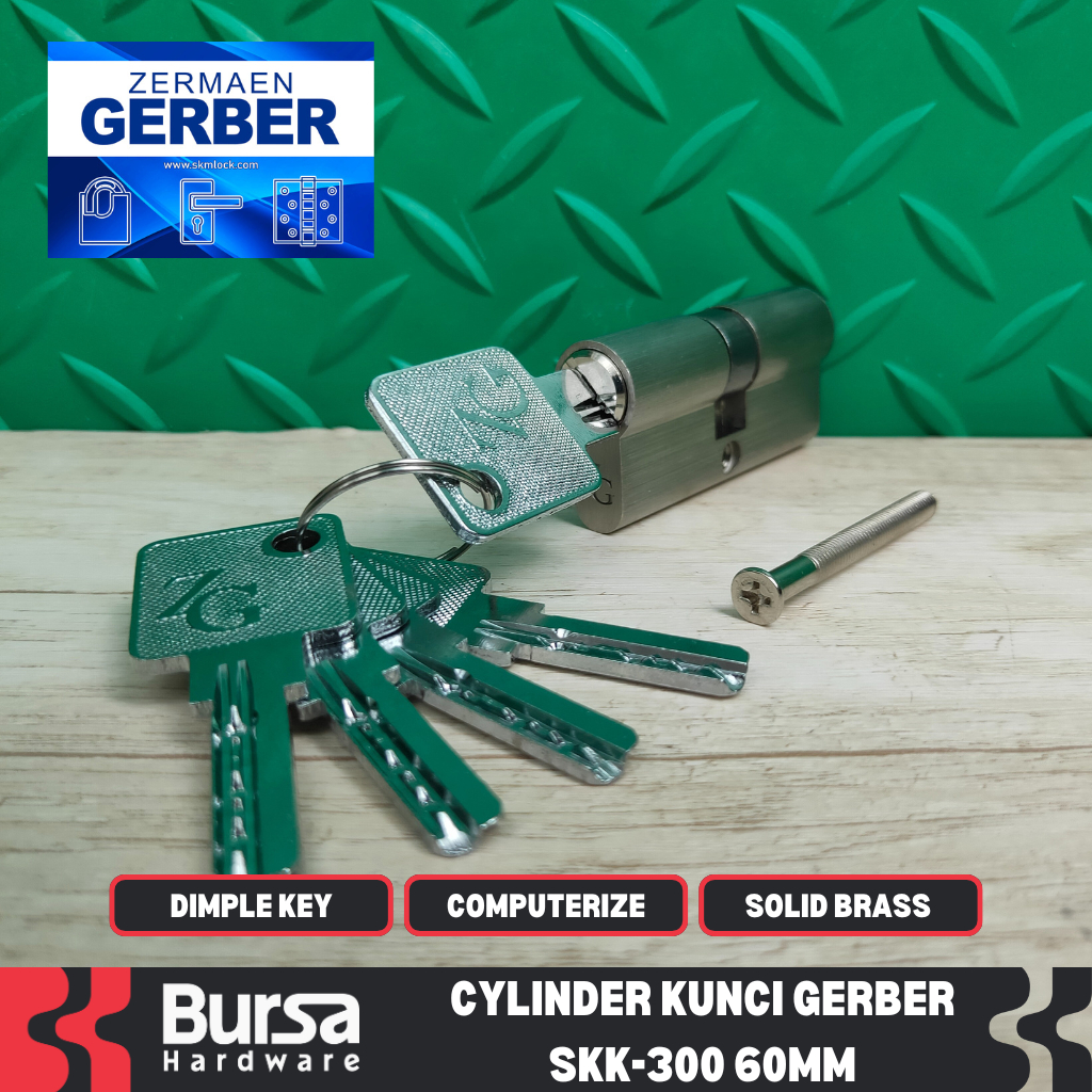 Silinder Kunci Pintu Rumah Gerber SKK 300 Cilinder Komputer Key Sistem 60MM Anti Duplikat