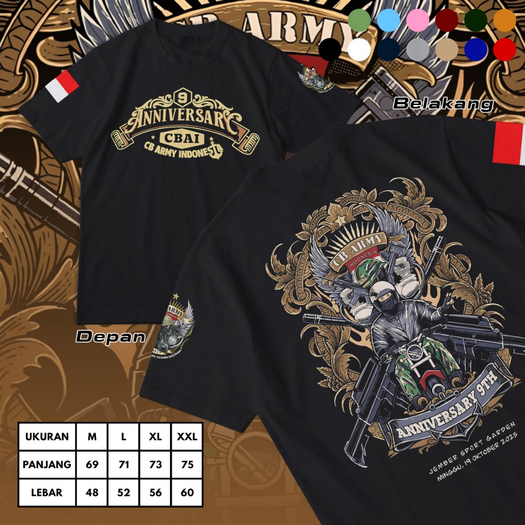 KAOS ANNIV 9TH CB ARMY & CB RPM JEMBER T-SHIRT ANNIV 9TH CB ARMY & CB RPM JEMBER