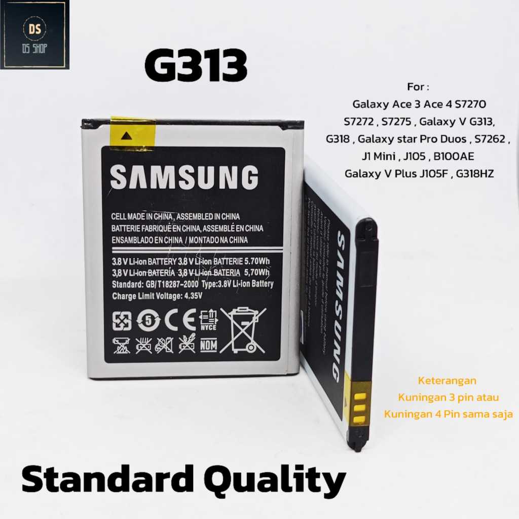 Baterai HP Samsung Galaxy V G313 G318 Ace 3 Star Pro Duos J1 Mini J105 Ori Double Power Batrai Batre