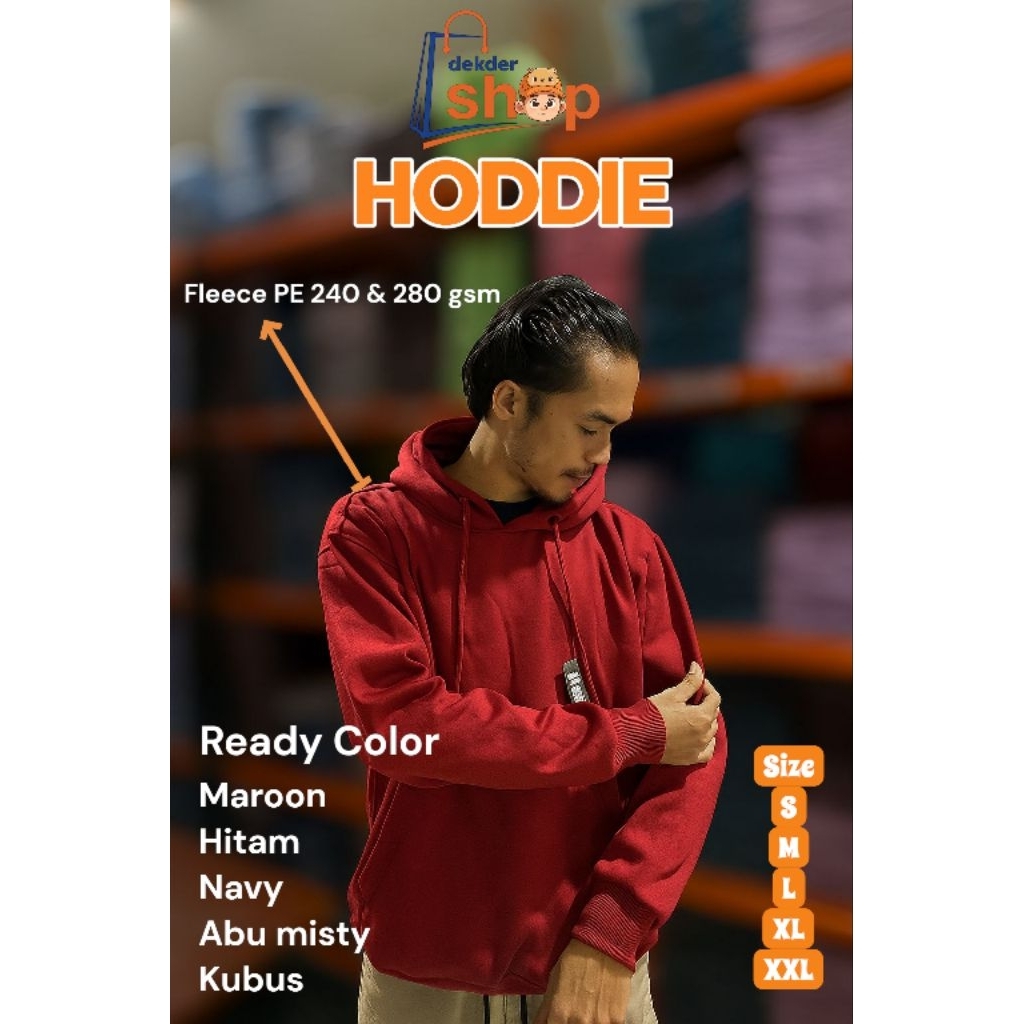 hoddie dewasa unisex bahan fleece pe 280gsm