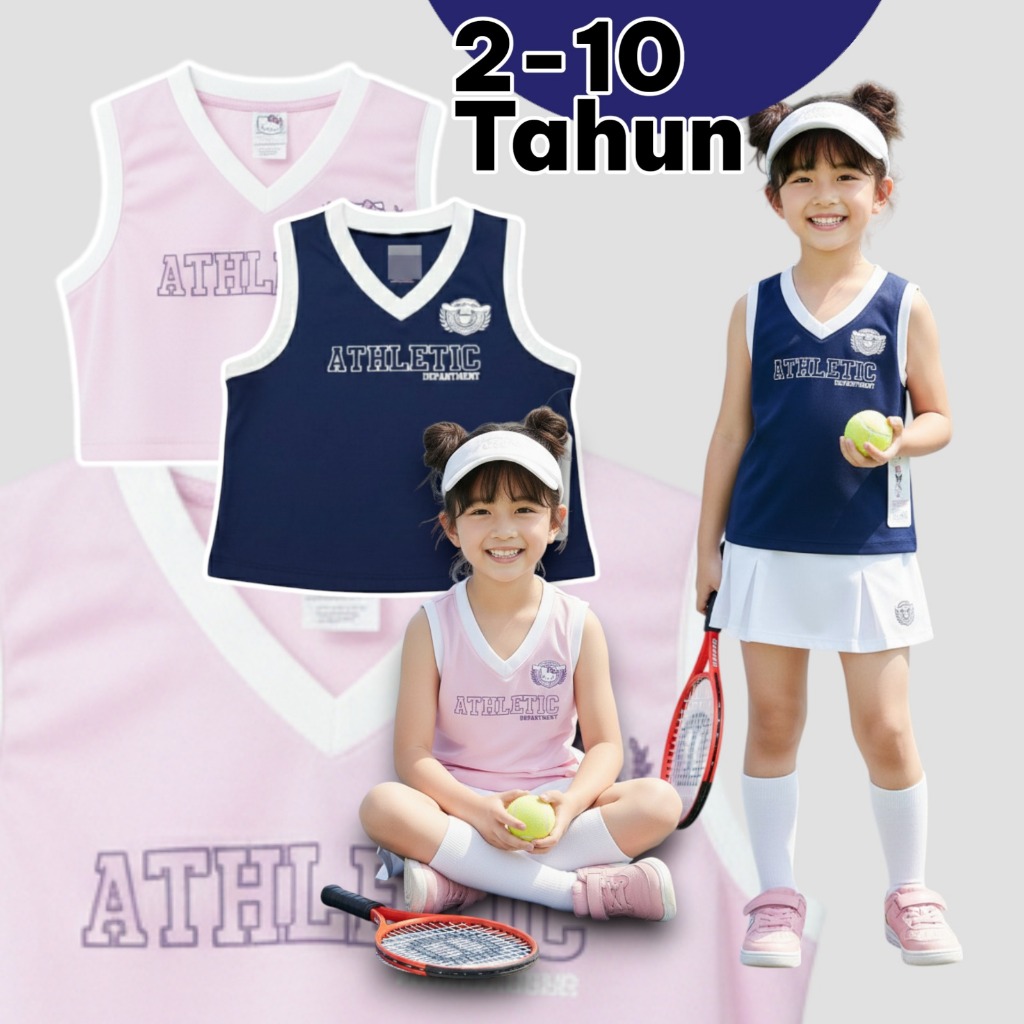 Kaos Sport Kutung Tcp Original Branded Fashion Anak Perempuan 4-16Tahun 3566