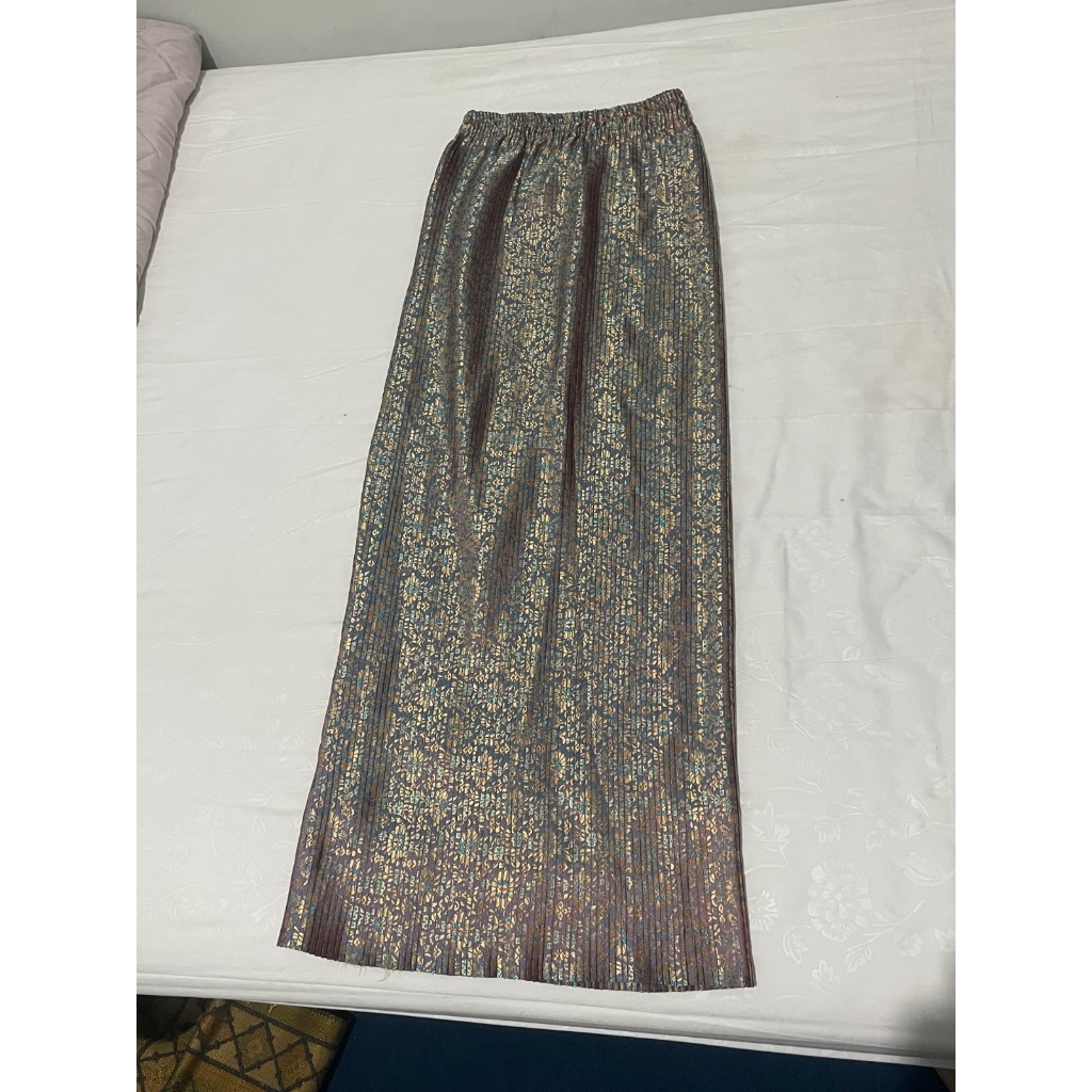 Rok Batik Plisket | Rok Plisket Bawahan Kebaya | Preloved Plisket Cantik | Rok Plisket Biru