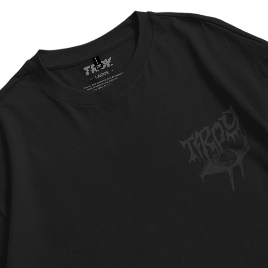 Troy Company Oversize Tshirt Black Three Eyes - Kaos Oversize Lengan Pendek Hitam OVD 2537