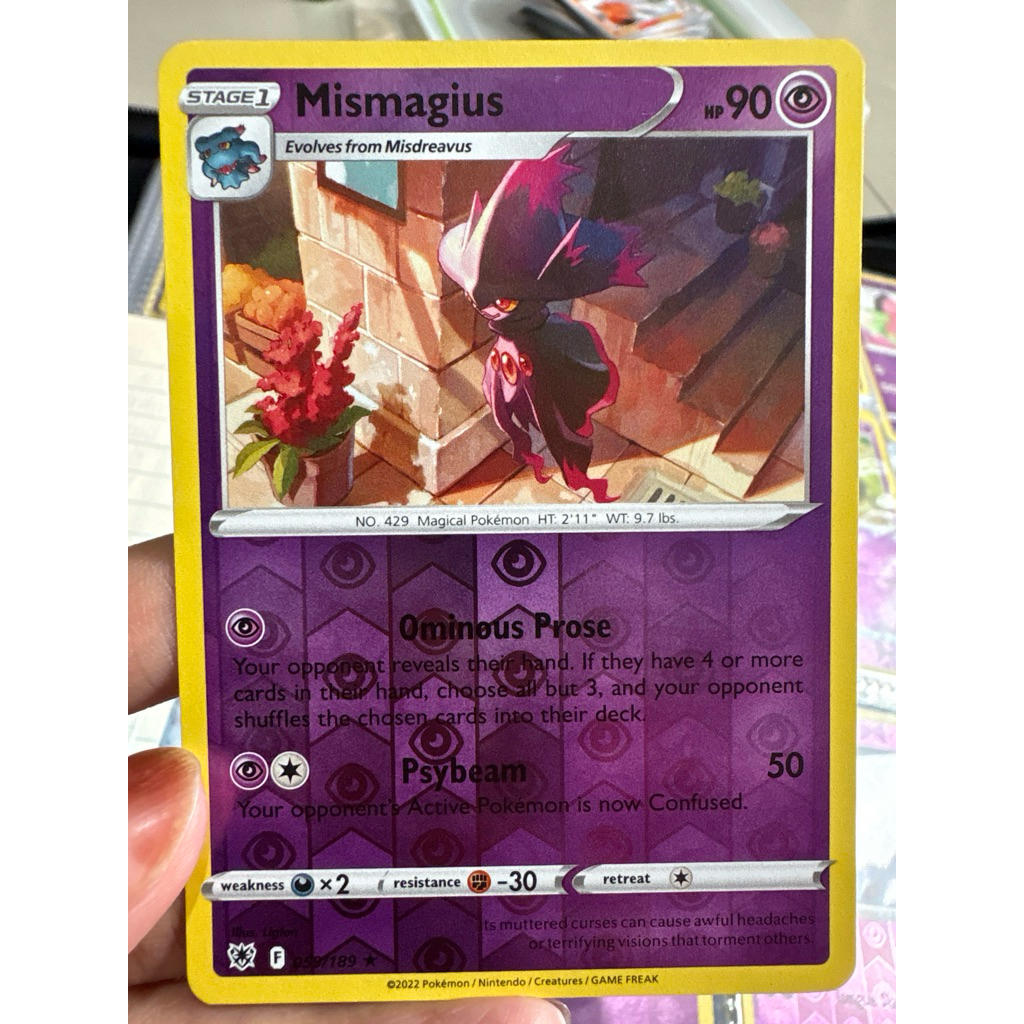 kartu pokemon original holo reverse mismagius 059/189