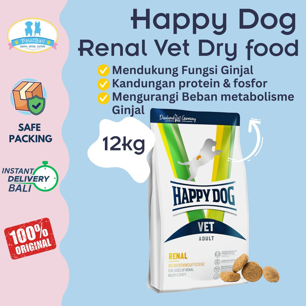 Happy Dog Vet Diet Adult Renal Dry Food 12 kg | Makanan Kering Anjing Dewasa Khusus Insufisiensi Gin