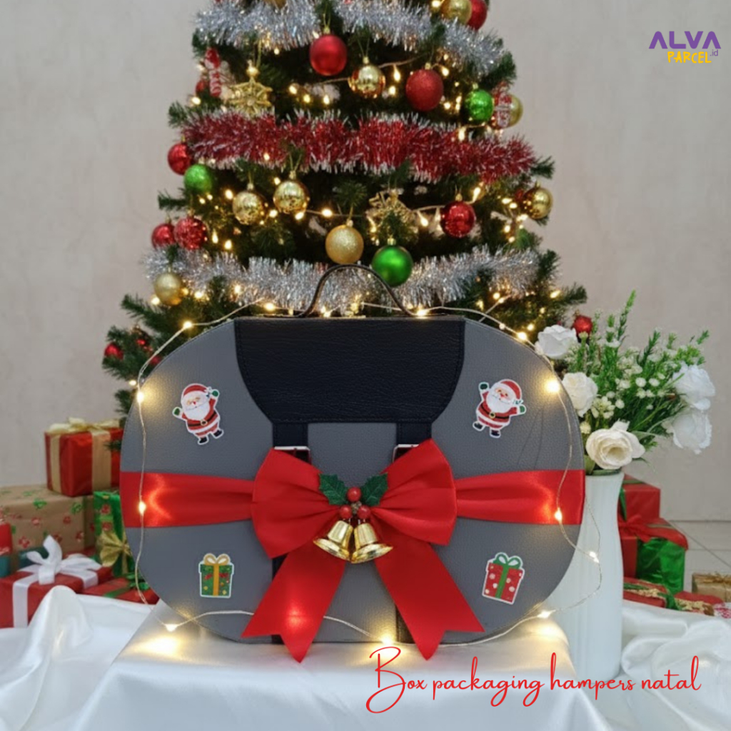 Box packaging hampers natal | Box abu reguler list hitam paling dicari