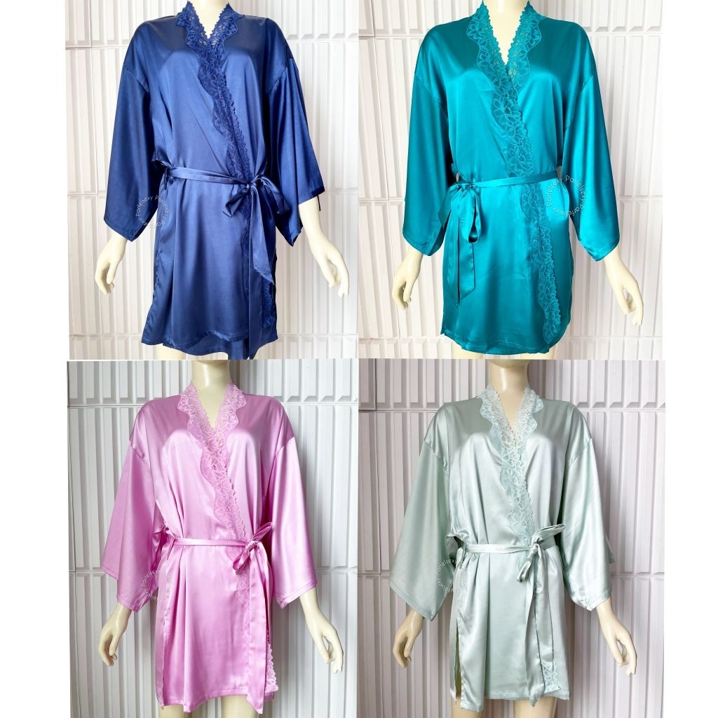 La Senza Robe Satin Kimono Lace Lingerie Wanita S-M L-XL 60263317