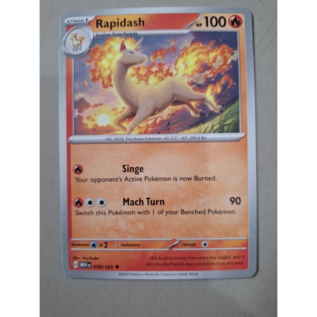 kartu pokemon original common rapidash mew 078/165