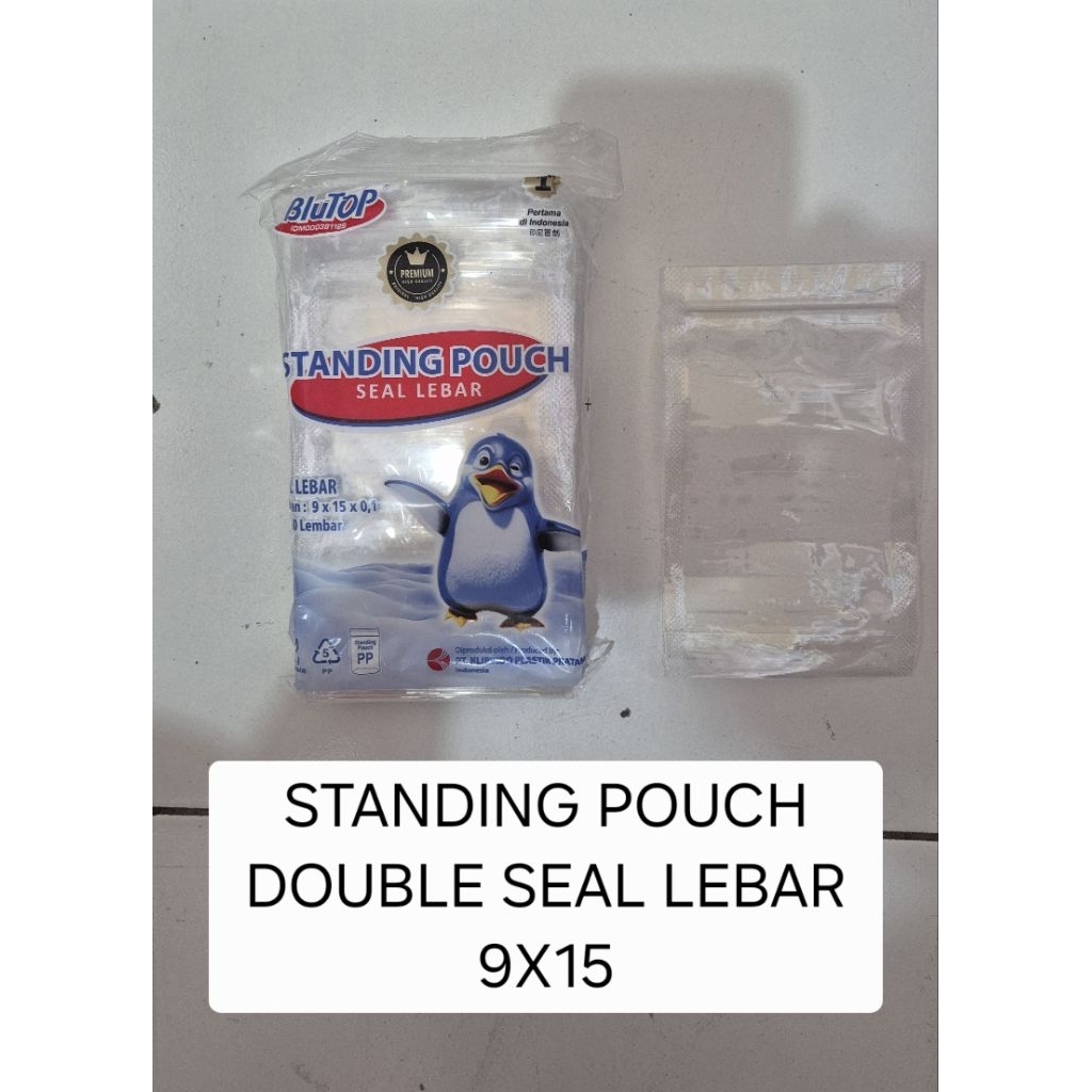 STANDING POUCH 9X15 ZIPLOCK DOUBLE SEAL LEBAR BLUTOP