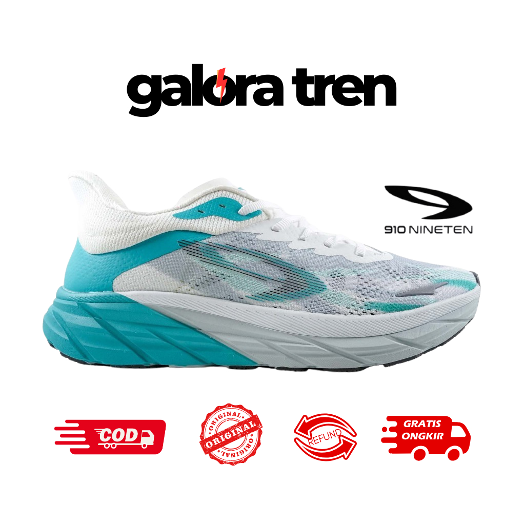 910 FUUTO REVERENGE Putih/Abu-Muda/Turquoise - Sepatu Lari / Fuuto Reverenge 910Nineten