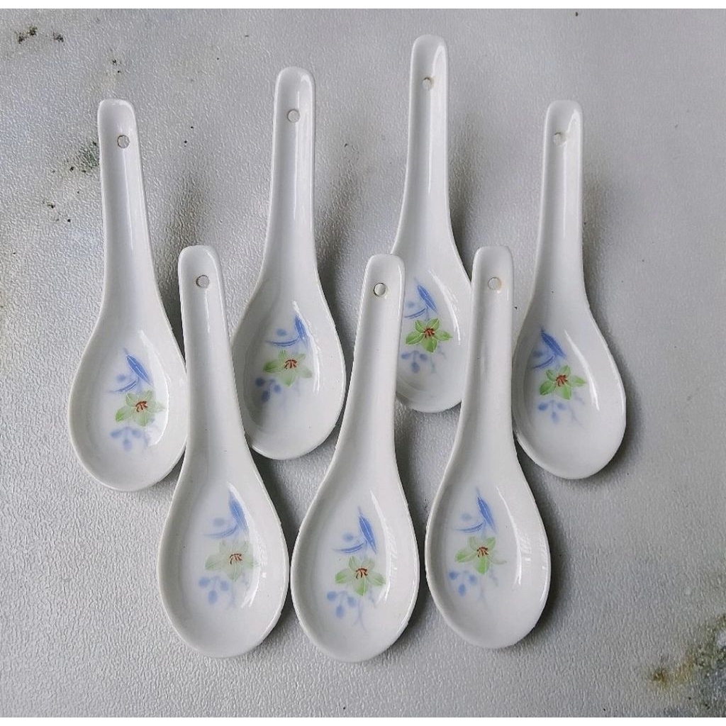 Sendok bebek keramik motif bunga biru 7pcs