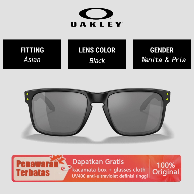 Kacamata Hitam Oakley Original 100% HOLBROOK OO9102/OO9244 57mm Square Black Wanita Pria Sunglasses