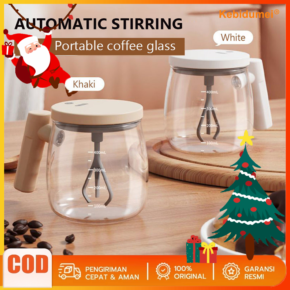 (Hadiah Natal) 400ML Gelas Aduk Otomatis Rechargeable Anti Panas dan Dingin Gelas Mug Kaca Aduk Otom