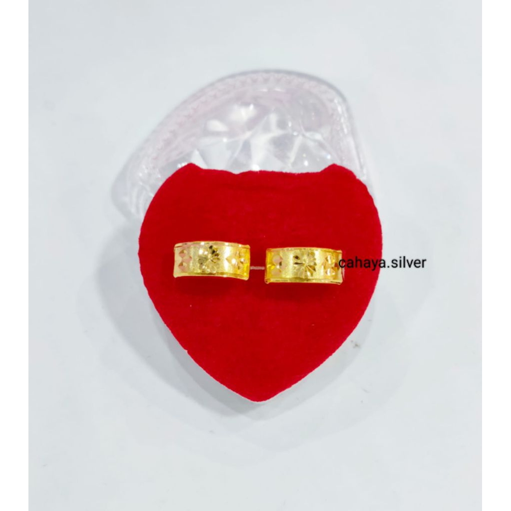 ANTING JEPIT UKIR PERAK ASLI 925 LAPIS EMAS