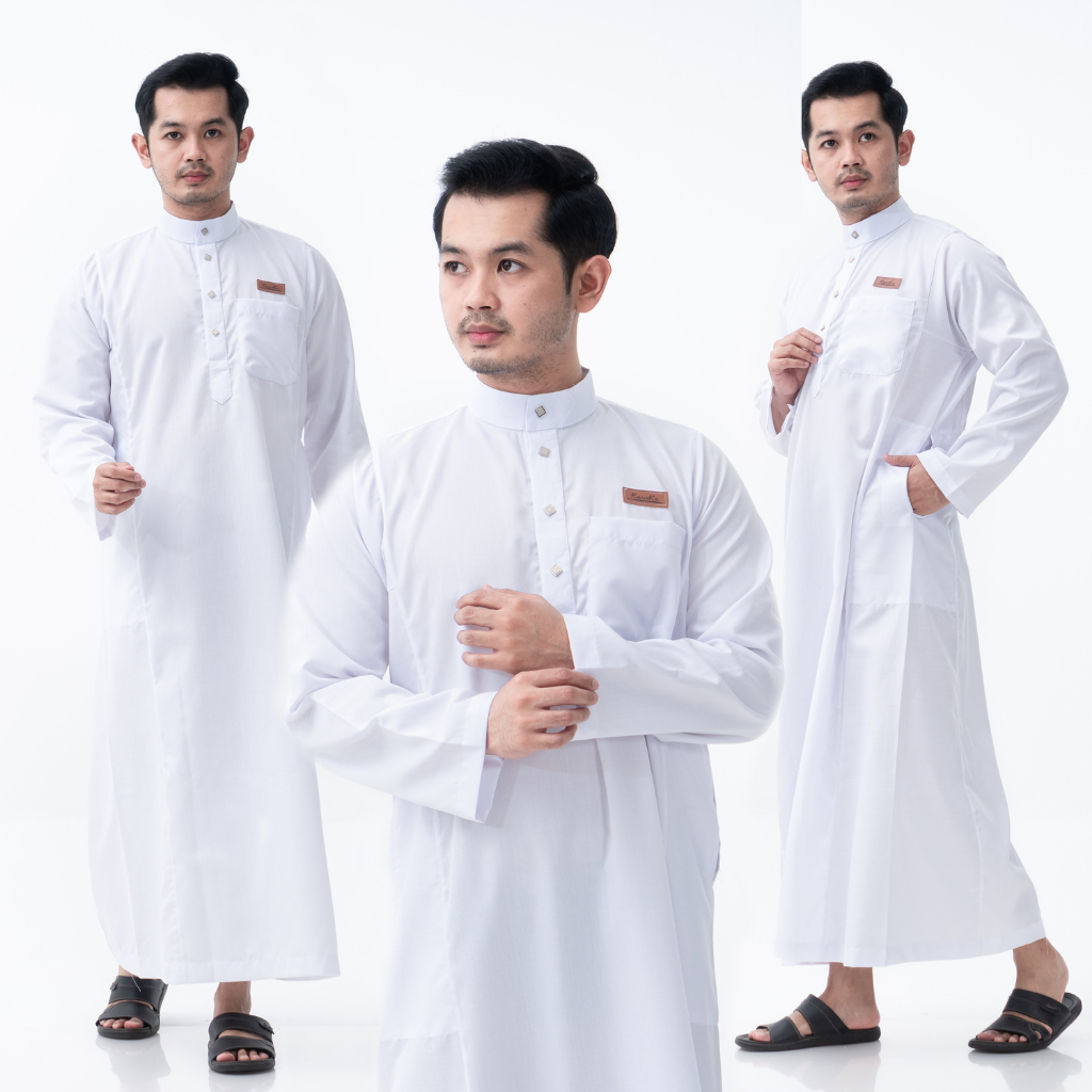 KawiKa - Gamis Pria Putih Putih Remaja || Baju Jubah Laki-Laki Dewasa Saudi Ukuran Jumbo