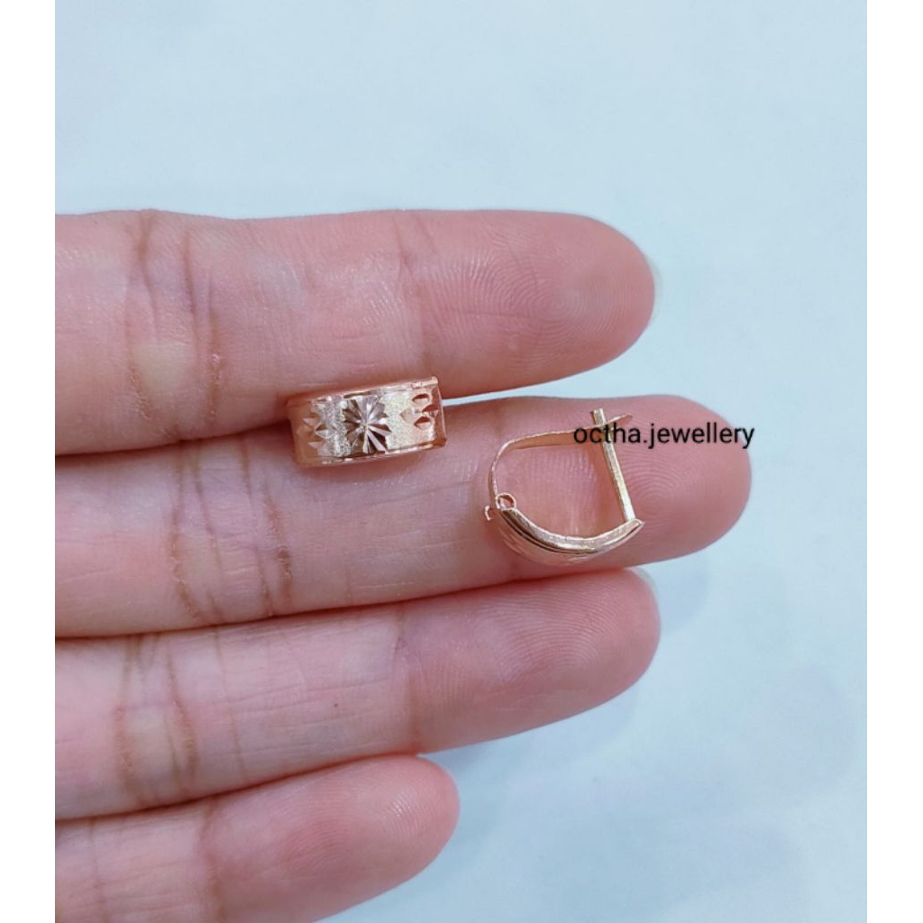 ANTING JEPIT UKIR PERAK ASLI 925 LAPIS EMAS