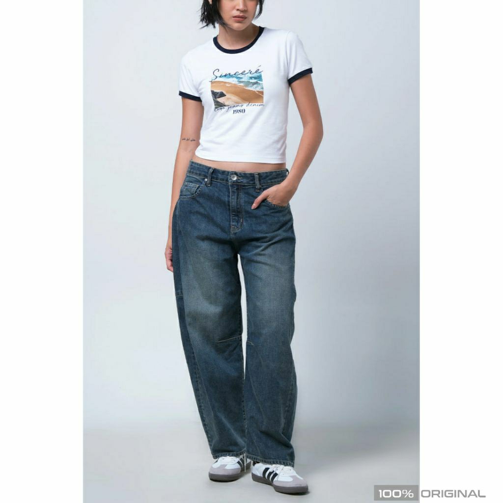 LOGO JEANS T-SHIRT WANITA ORIGINAL PUTIH