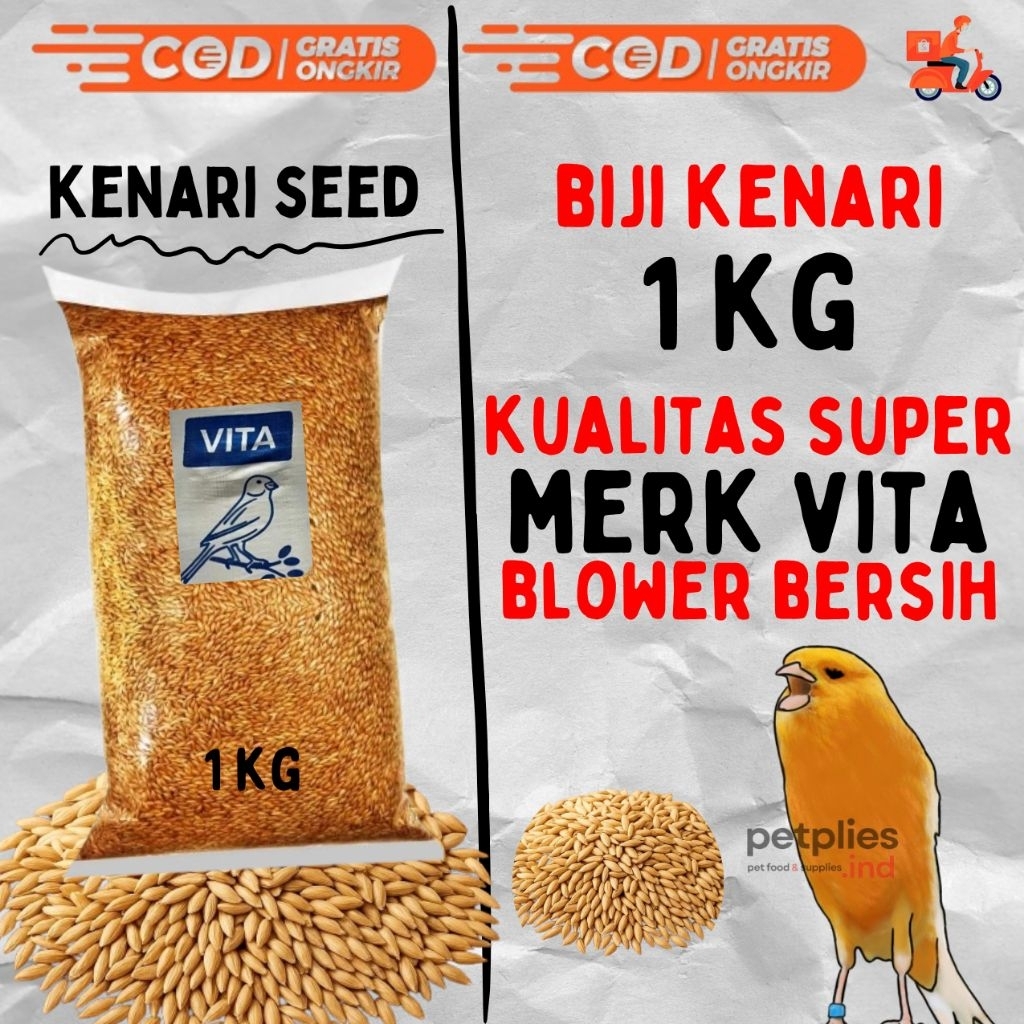 PAKAN BURUNG KENARI SEED VITA 1KG - Biji Grade A Premium Untuk Finch LovebirdPakan Burung Milet / Fo