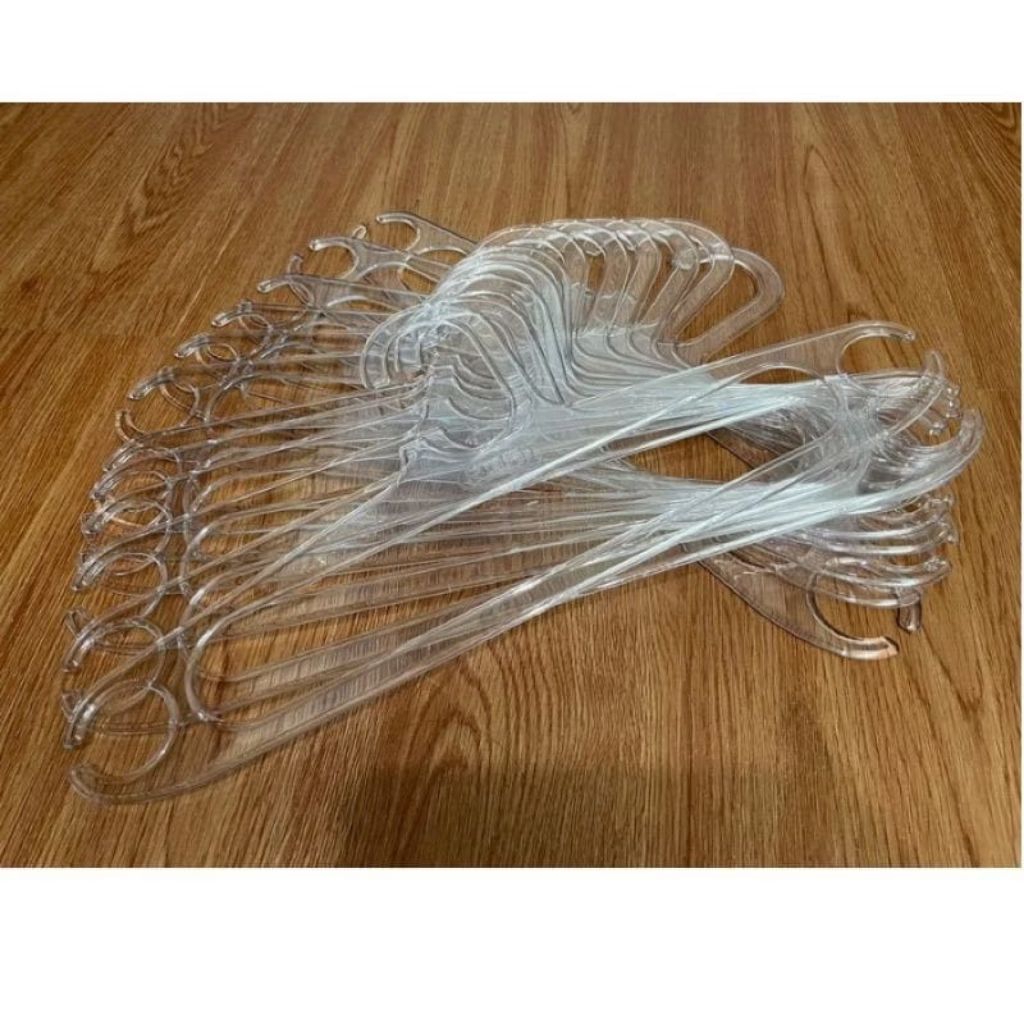 Hanger Baju Dewasa 17" Hanger Putih Bening ISI 12PCS Hanger Plastik Dewasa Gantungan Baju Dewasa Put