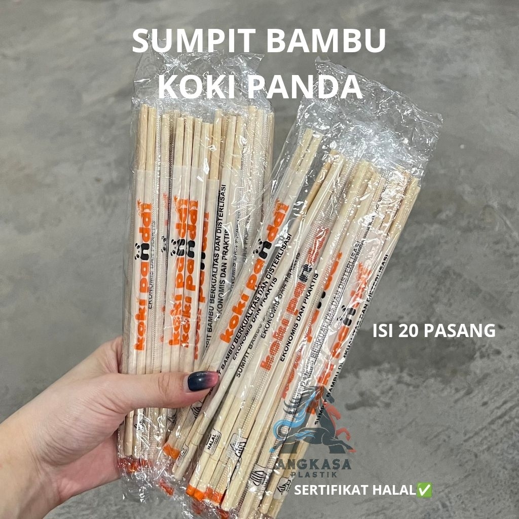 Sumpit Bambu 20 Pasang / Sumpit Bambu KOKI PANDA & ION Good Quality / Sumpit Bambu Murah / Sumpit Ba