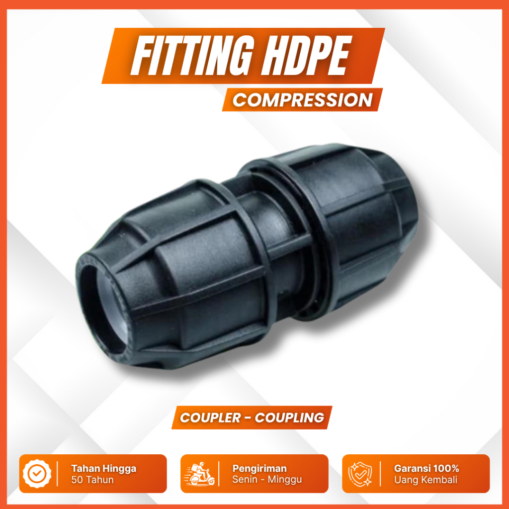Coupler HDPE Compression 32mm - Fitting Hdpe Coupler Ukuran 1 Inch - Fitting Hdpe Compression