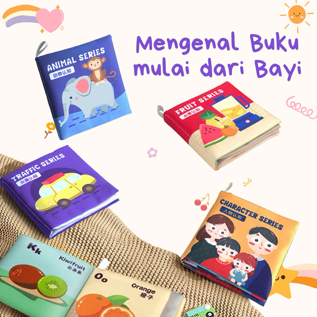 Buku Bayi | Buku Kain Bayi | Buku Anti Sobek | softbook bayi | buku sensorik bayi | buku pertama bay