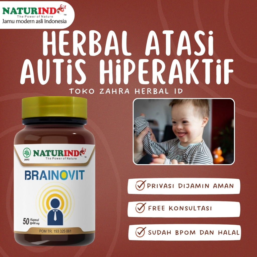 BRAINOVIT NATURINDO SUPLEMEN ATASI AUTIS HIPERAKTIF ANAK, REMAJA, DEWASA