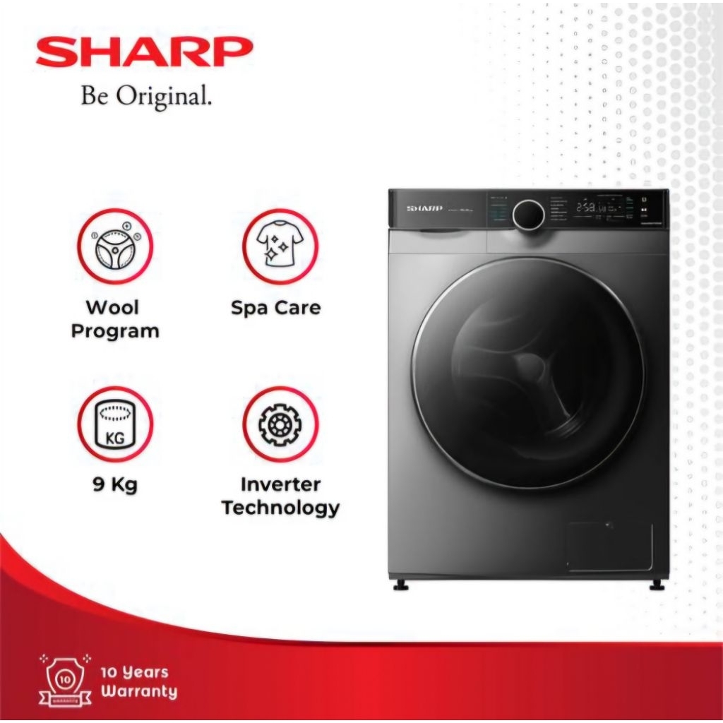Sharp 9 Kg Mesin Cuci Front Loading Es-fl1490msx