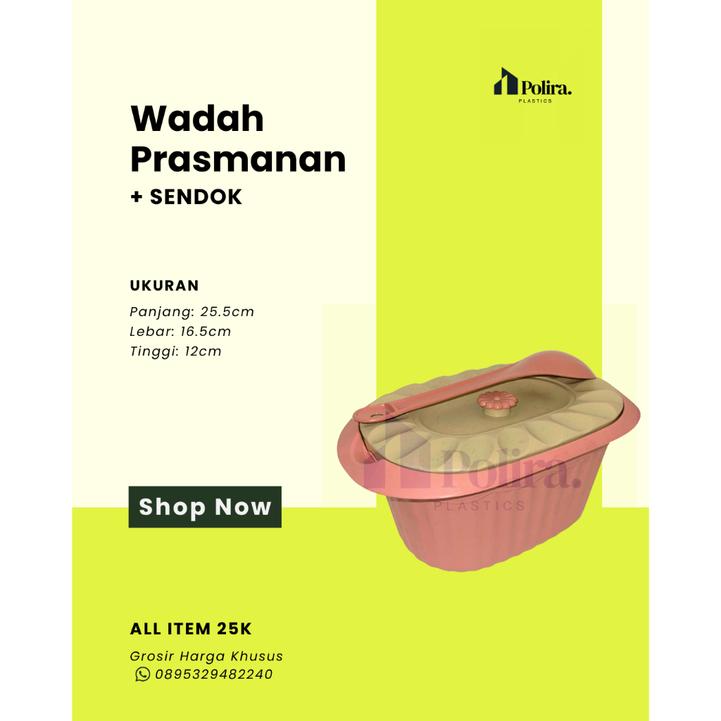 [POLIRA PLASTICS] - Wadah prasmanan + sendok sayur centong , tempat berkatan , tempat saji, basi ova