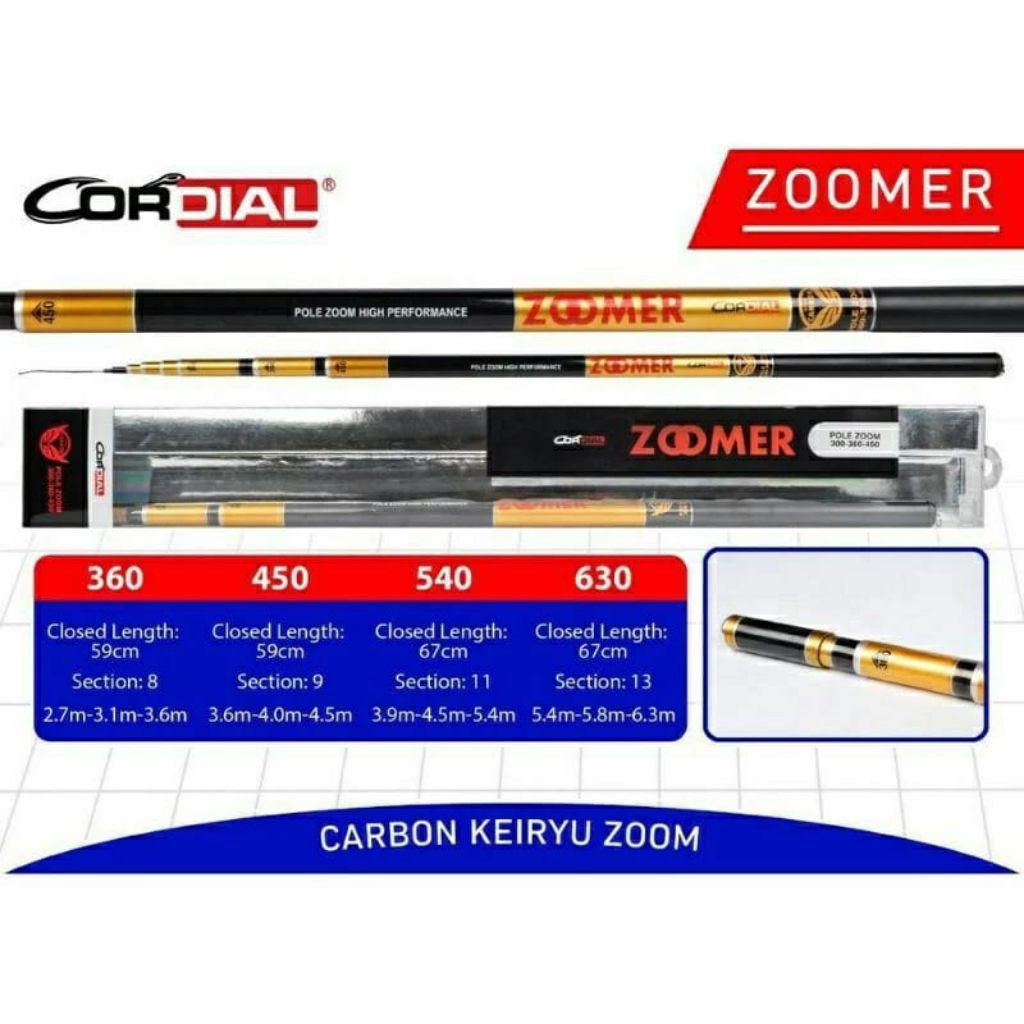 Tegek Zoom Cordial ZOOMER | Corbon Keiryu | 450 540 630 | Alat pancing Original