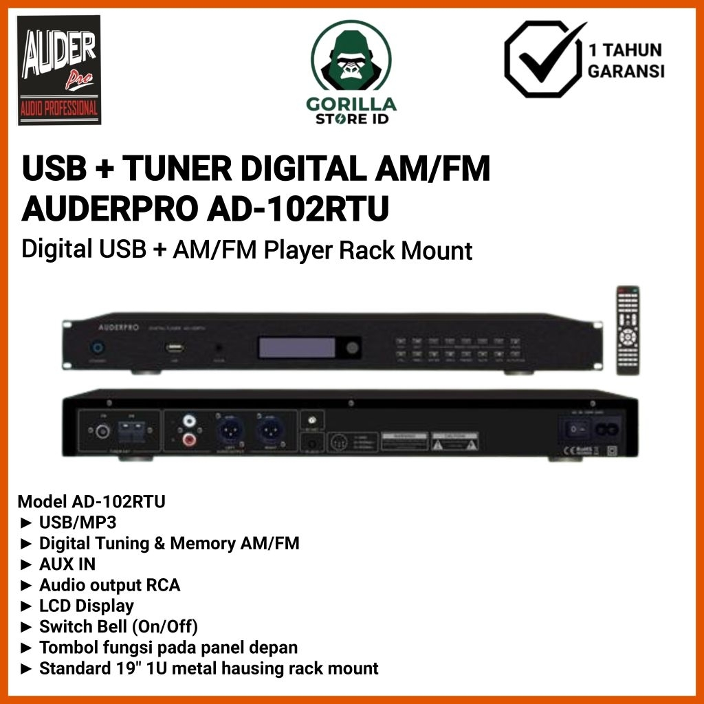 AUDERPRO AD-102RTU USB + TUNER DIGITAL AM/FM