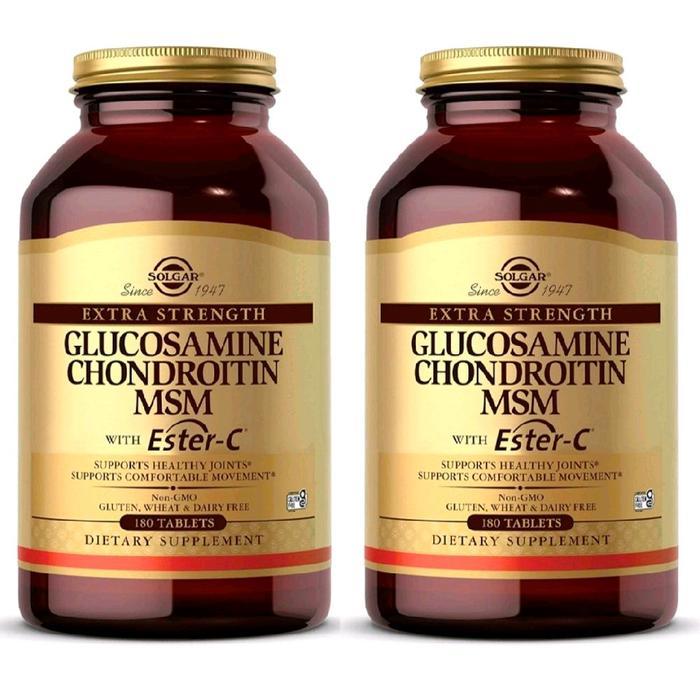 Solgar Suplemen Makanan Extra Strength Glucosamine Chondroitin MSM dengan Ester-C 180 Tablet OptiMSM