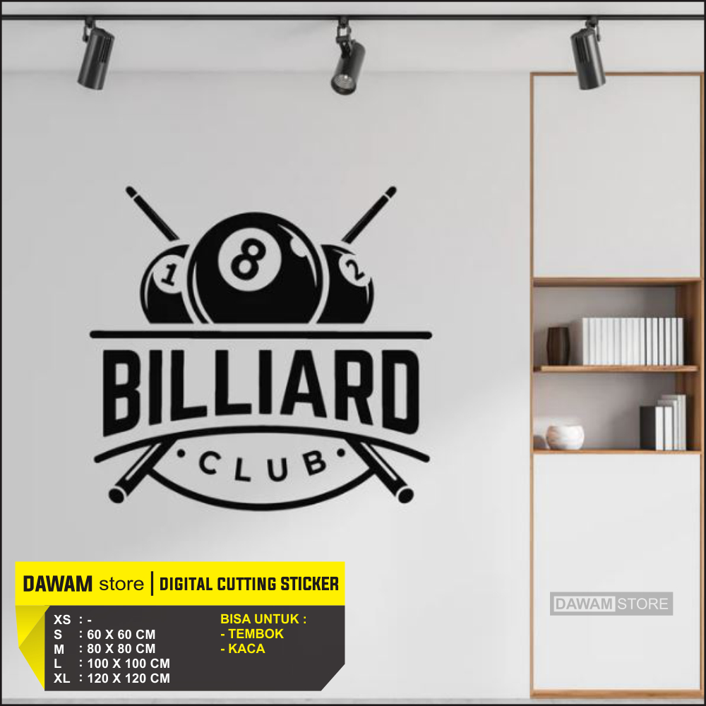 Wallsticker Billiard Dekorasi Dinding Kaca Ruang Biliard Club Premium