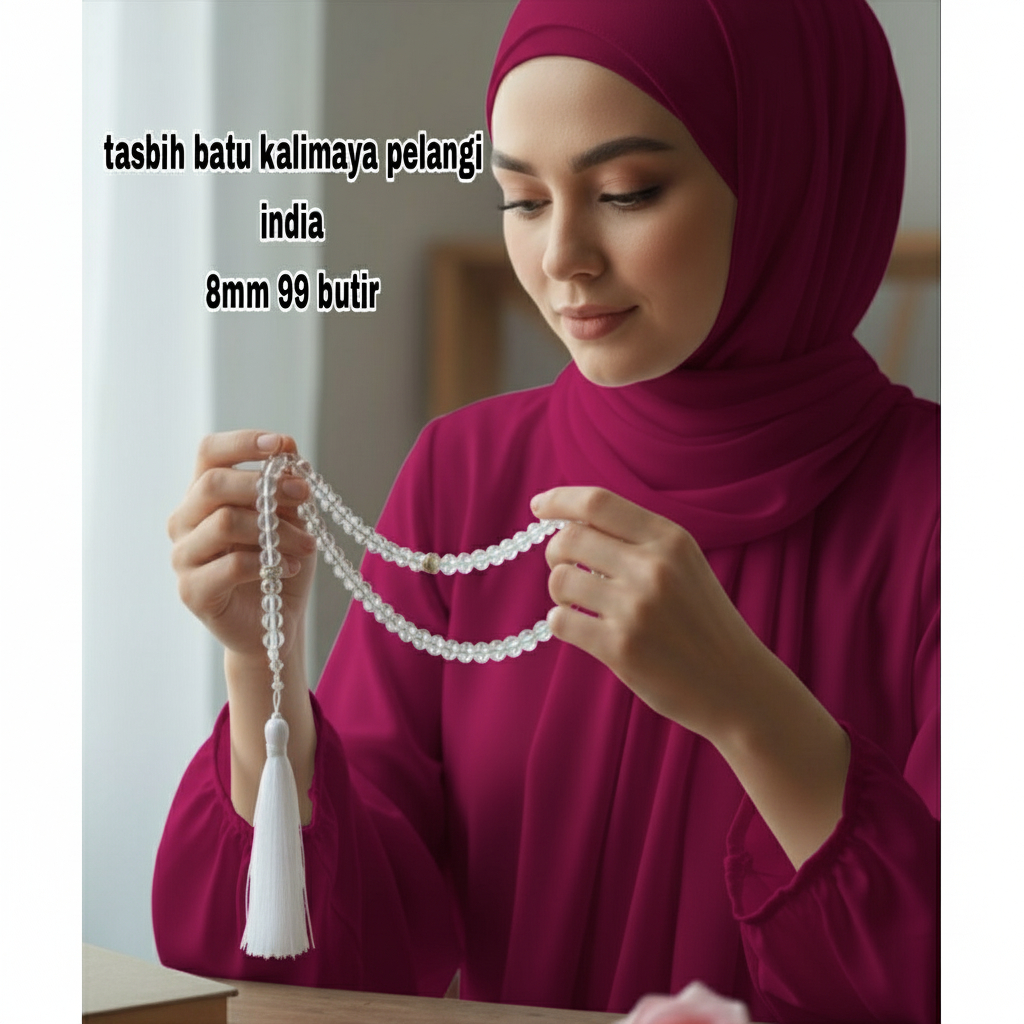 TASBIH 99 BUTIR BATU KALIMAYA INDIA DIM 8 MM
