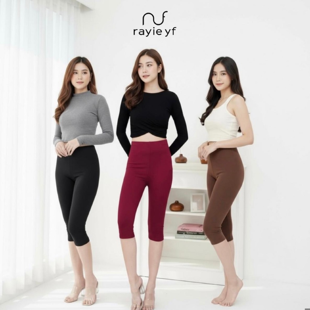 3 Pcs Celana Legging Pendek 3/4 Wanita Dewasa Spandek Premium