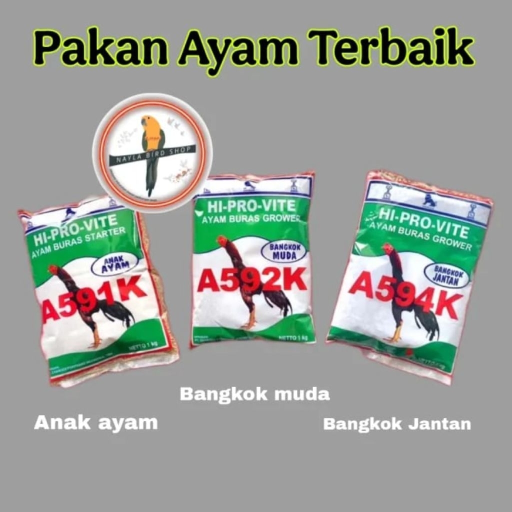 Pakan Ayam AK594K Jago /Bangkok Dengan Komposisi Lengkap komposisi : jagung, dedak, tepung ikan, bun