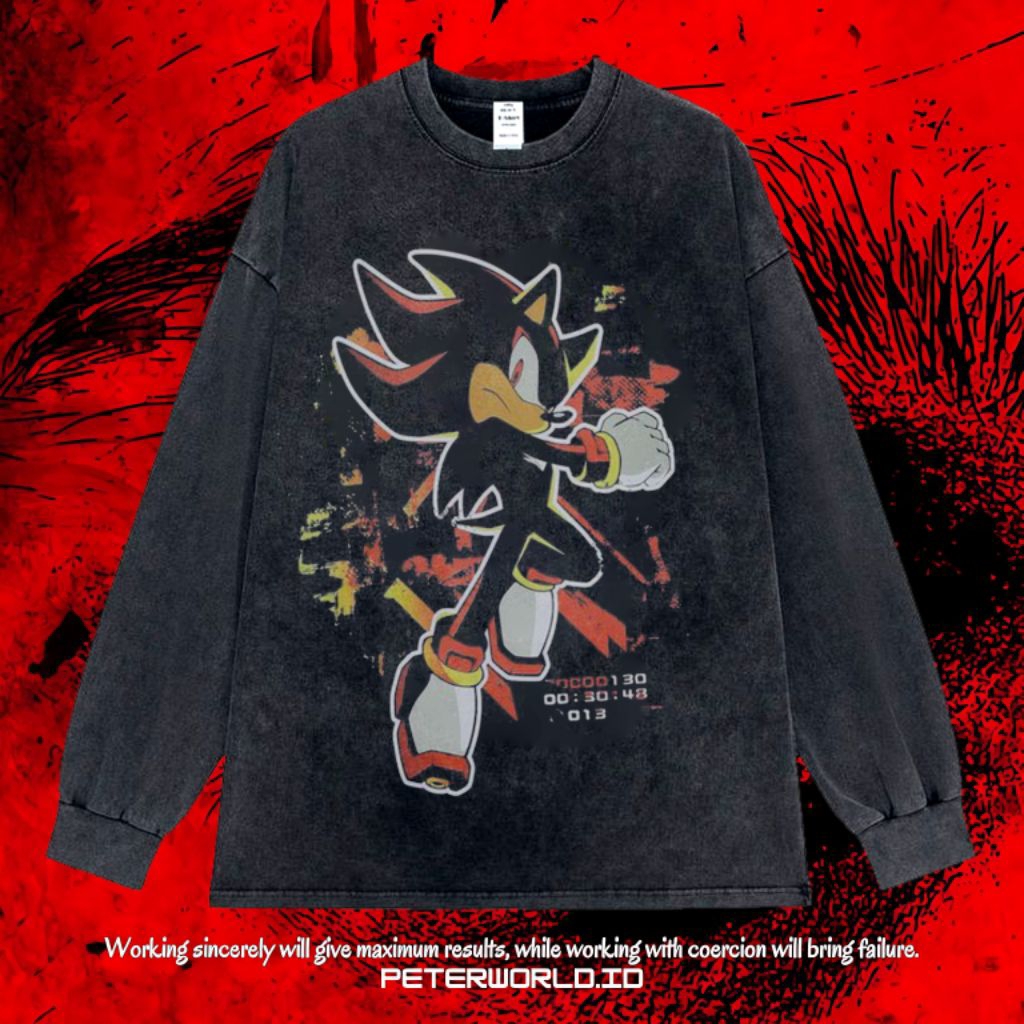 Kaos Sonic Long sleeve Oversize Washing Vintage Tee | Kaos Oversized | Kaos Long sleeve | Kaos Washi