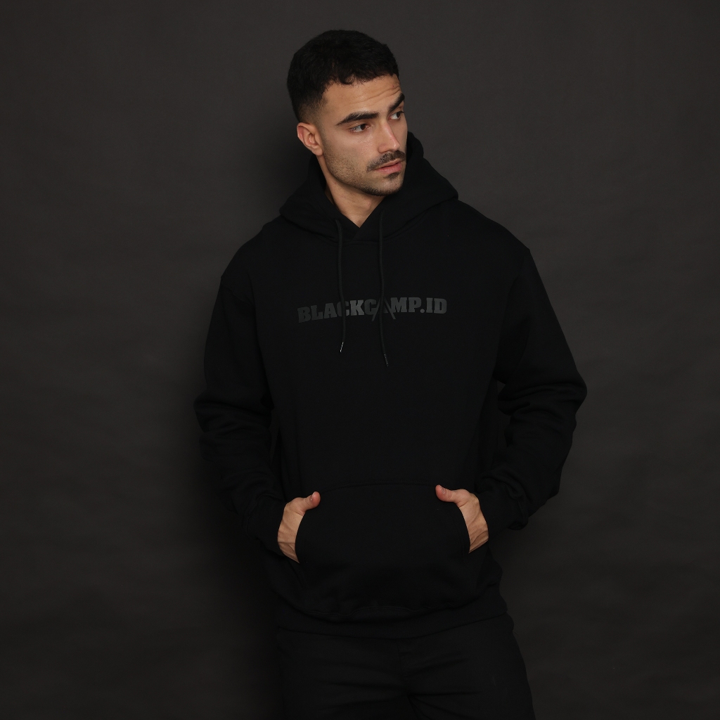 Hoodie Blackcamp BlackonBlack Cotton Fleece 330GSM
