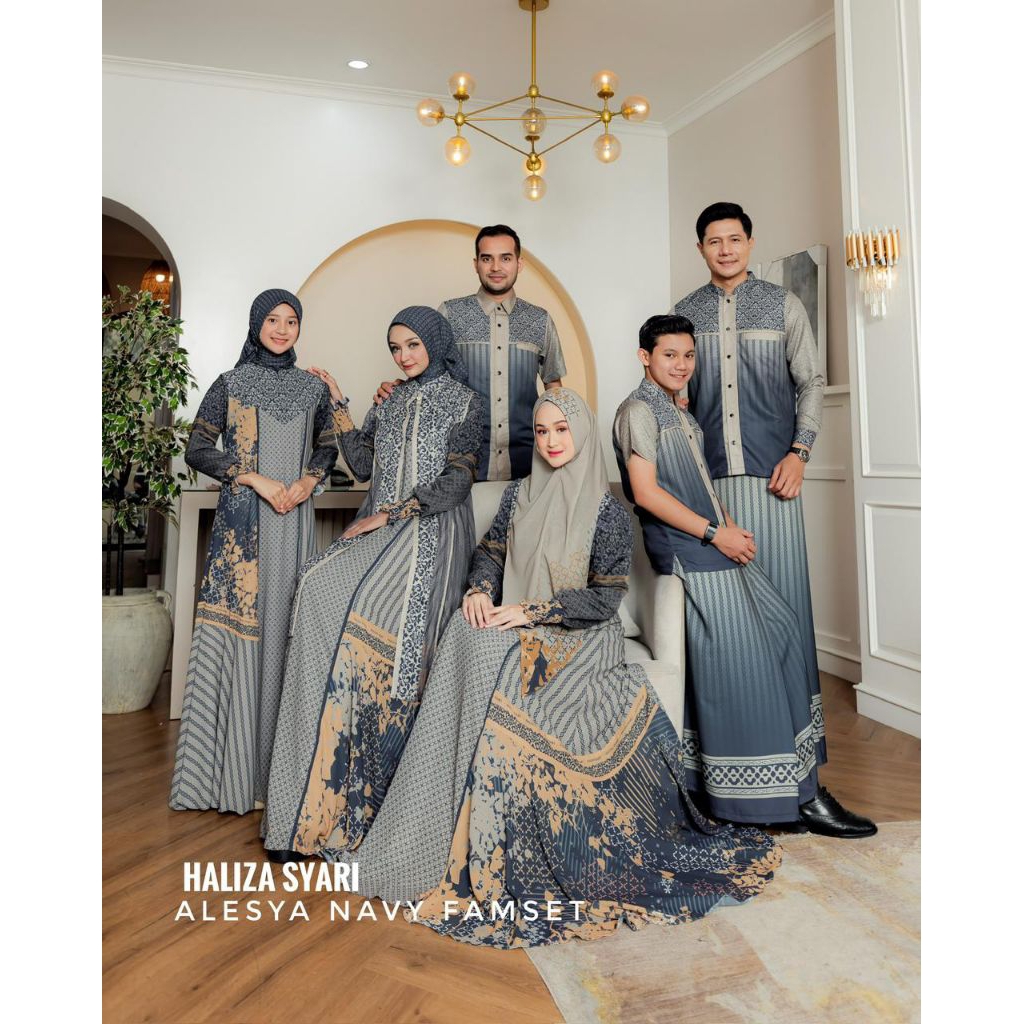 (p1) NAVY | ALESYA SERIES SARIMBIT BY HALIZA SYARI | Ori Baju set Gamis Syari Mukena dan Koko Sarung