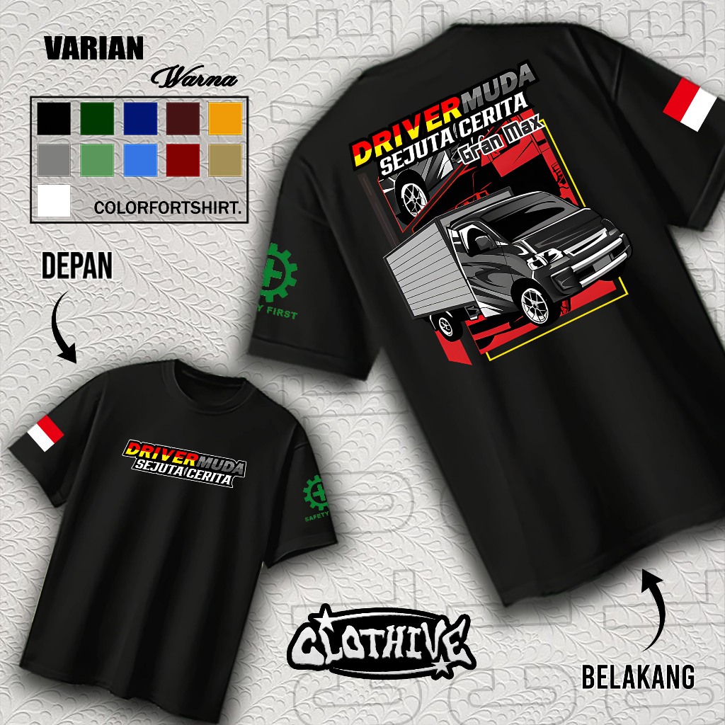 KAOS CLOTHIVE- KAOS DRIVER MUDA GRAND MAX - KAOS DRIVER MUDA PRIA DAN WANITA - TERBARU DAN TERLARIS