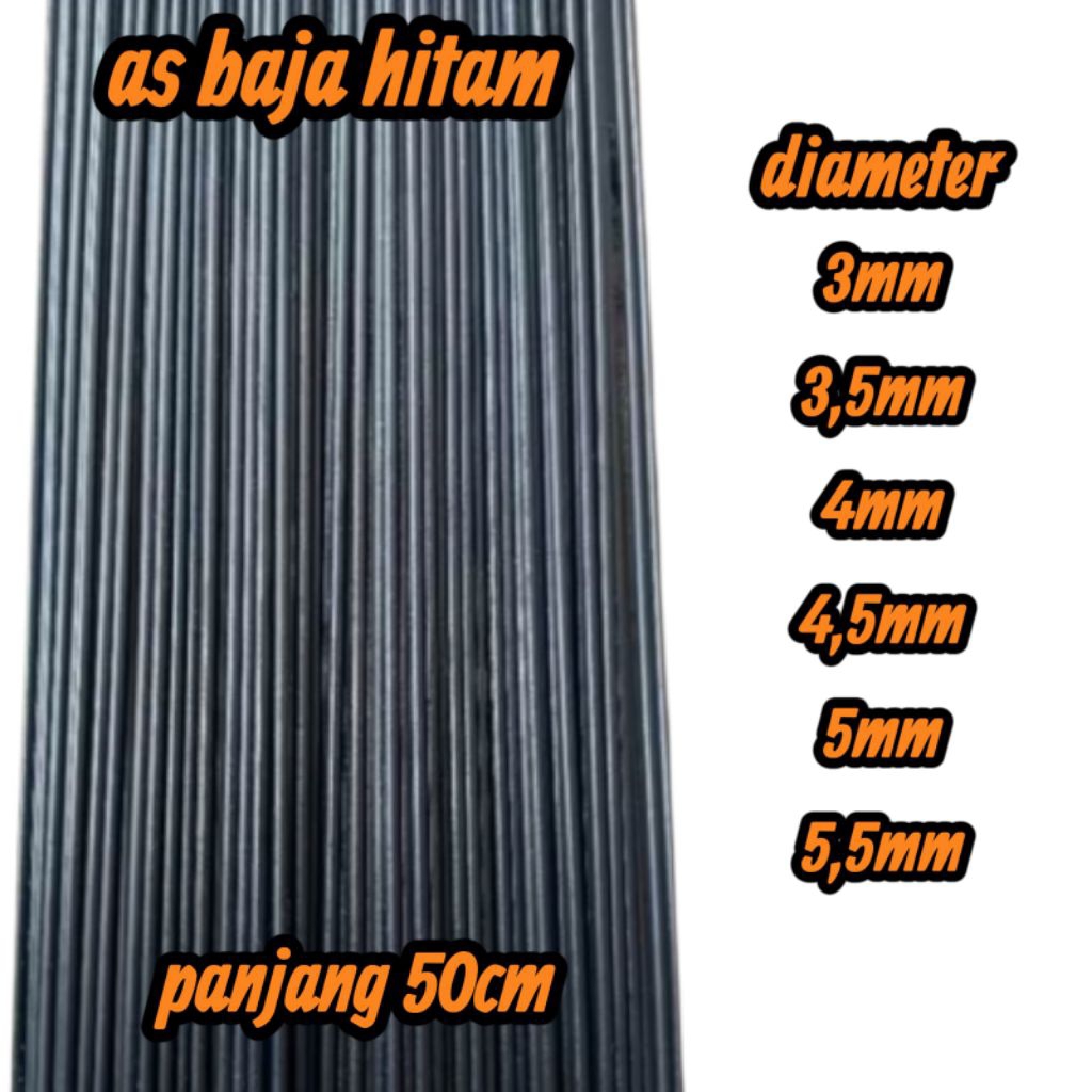 as baja hitam keras kuat anti bengkok bahan paser ikan panjang 50cm