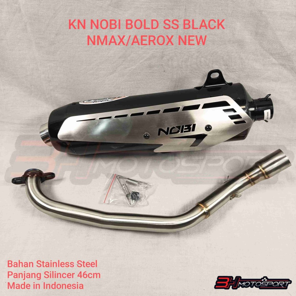 KNALPOT NOBI BOLD STAINLESS STEEL BLACK MOTOR NMAX NEW/AEROX NEW