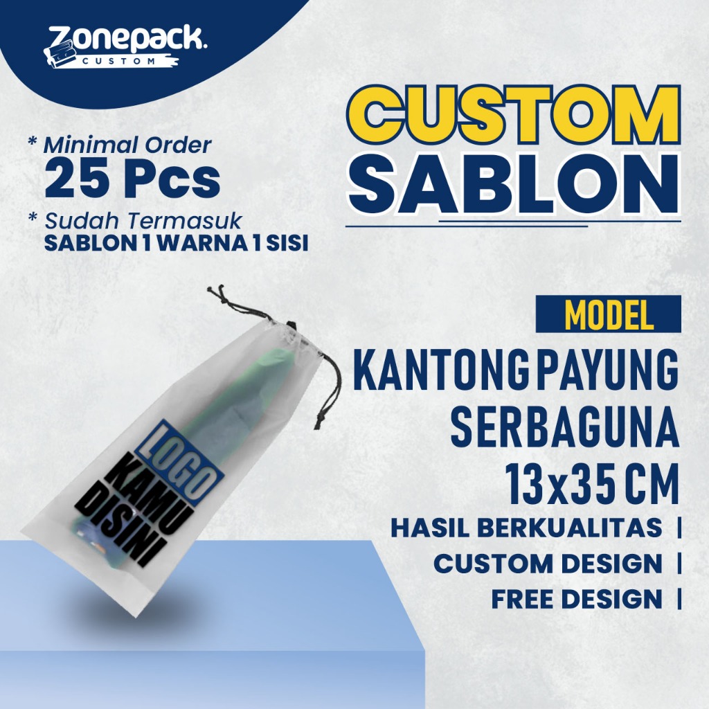 Sablon Tas Payung Drawstring Matte | Sablon Tas Kantong Plastik Penyimpanan | Sablon Tas Payung