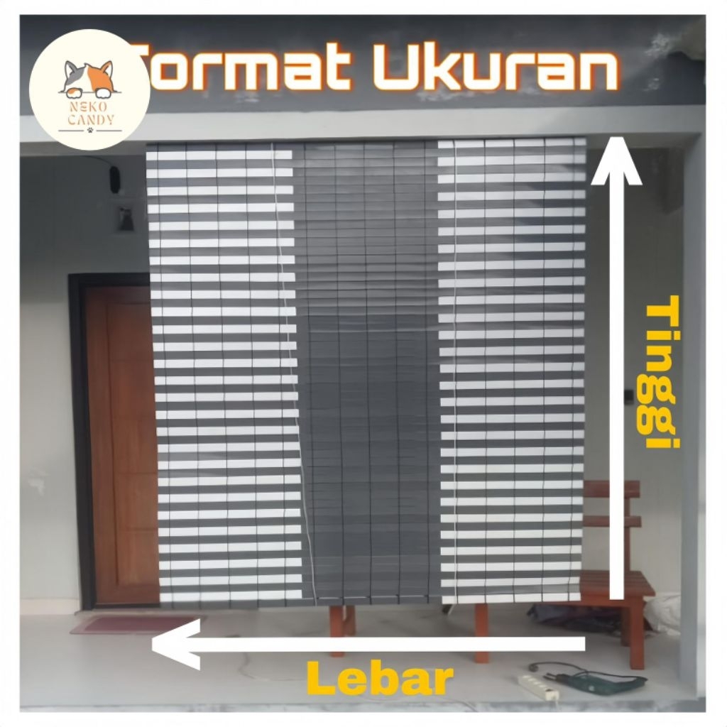 Tirai kerai kere kerey kerai outdor PVC estetik lebar 3 Meter (L x T)