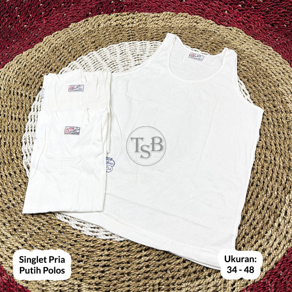 3 & 6 Pcs Singlet Pria Putih Polos Kaos Dalam Pria Tanpa Lengan Size 34 - 48 Kaos Dalam Singlet Kutu
