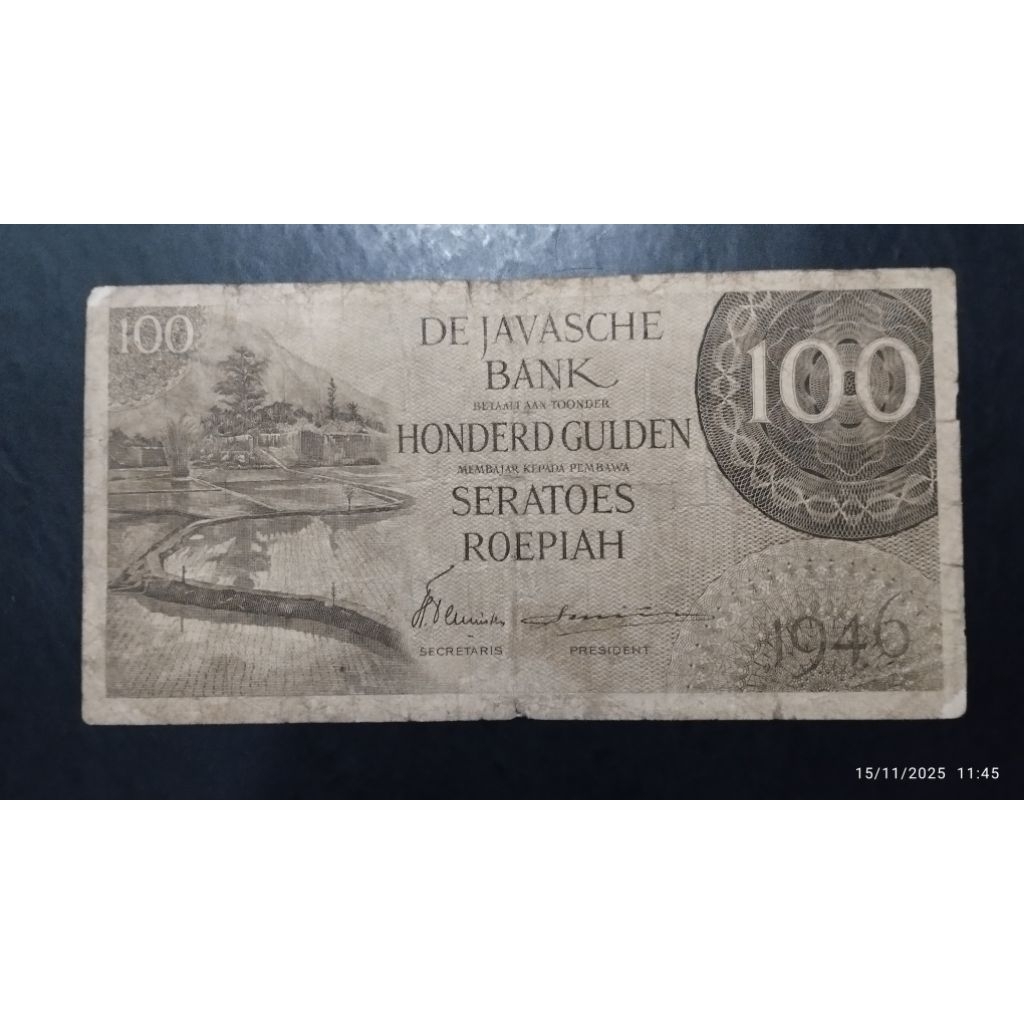 UANG KUNO 100 RUPIAH GULDEN FEDERAL TAHUN 1946